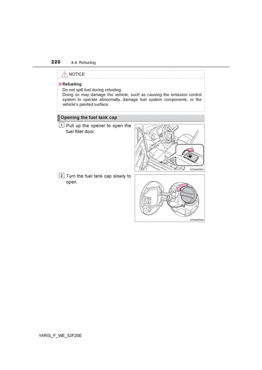 Toyota Yaris III 3 owners manual / page 220