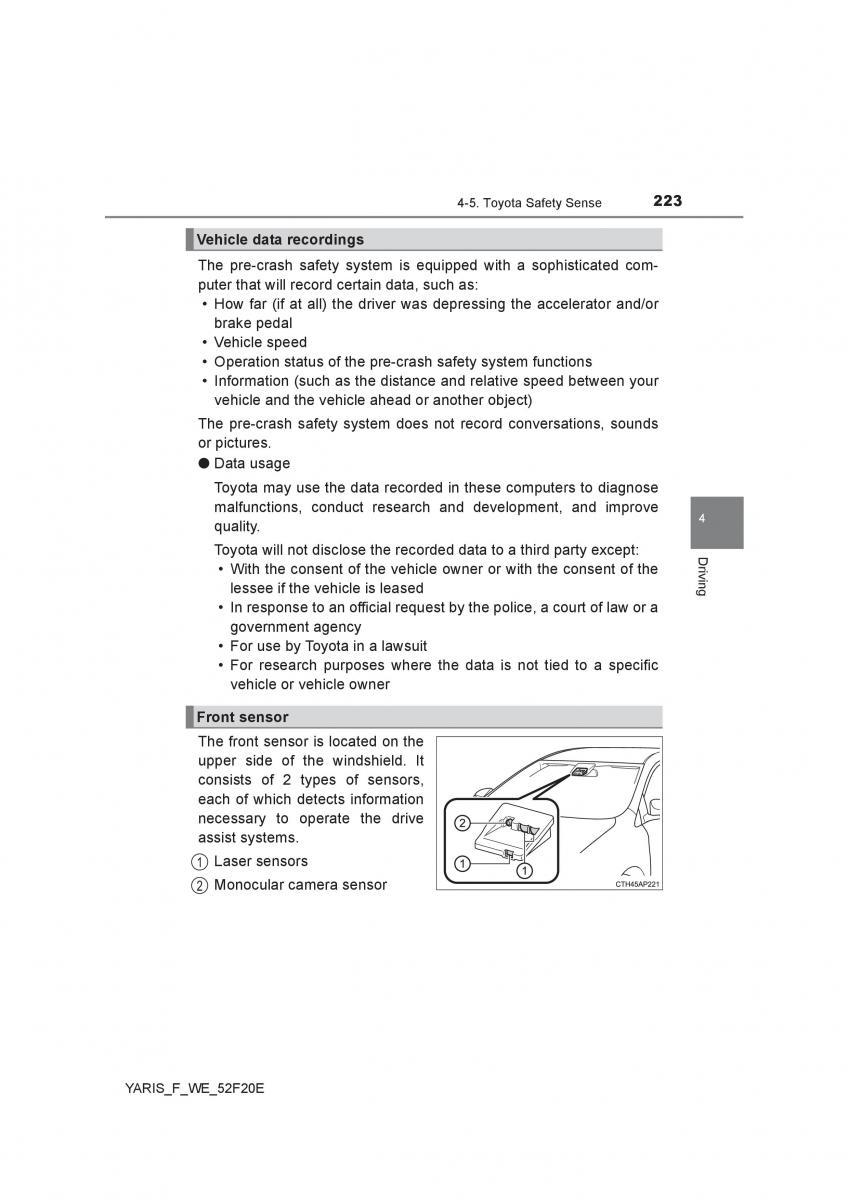 Toyota Yaris III 3 owners manual / page 223