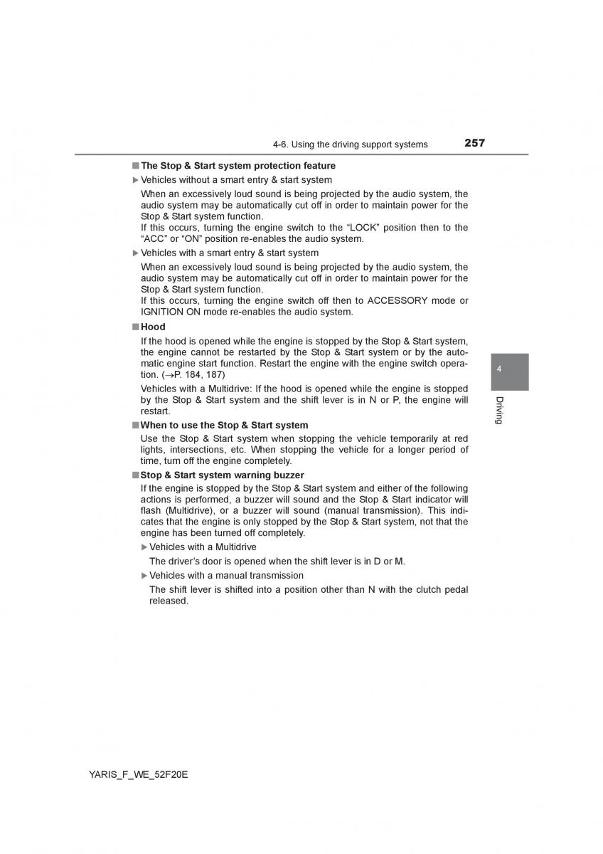 Toyota Yaris III 3 owners manual / page 257