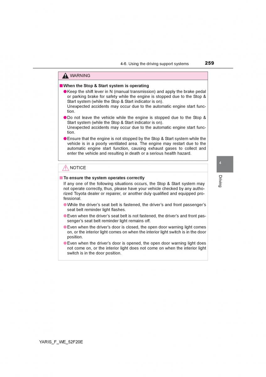 Toyota Yaris III 3 owners manual / page 259