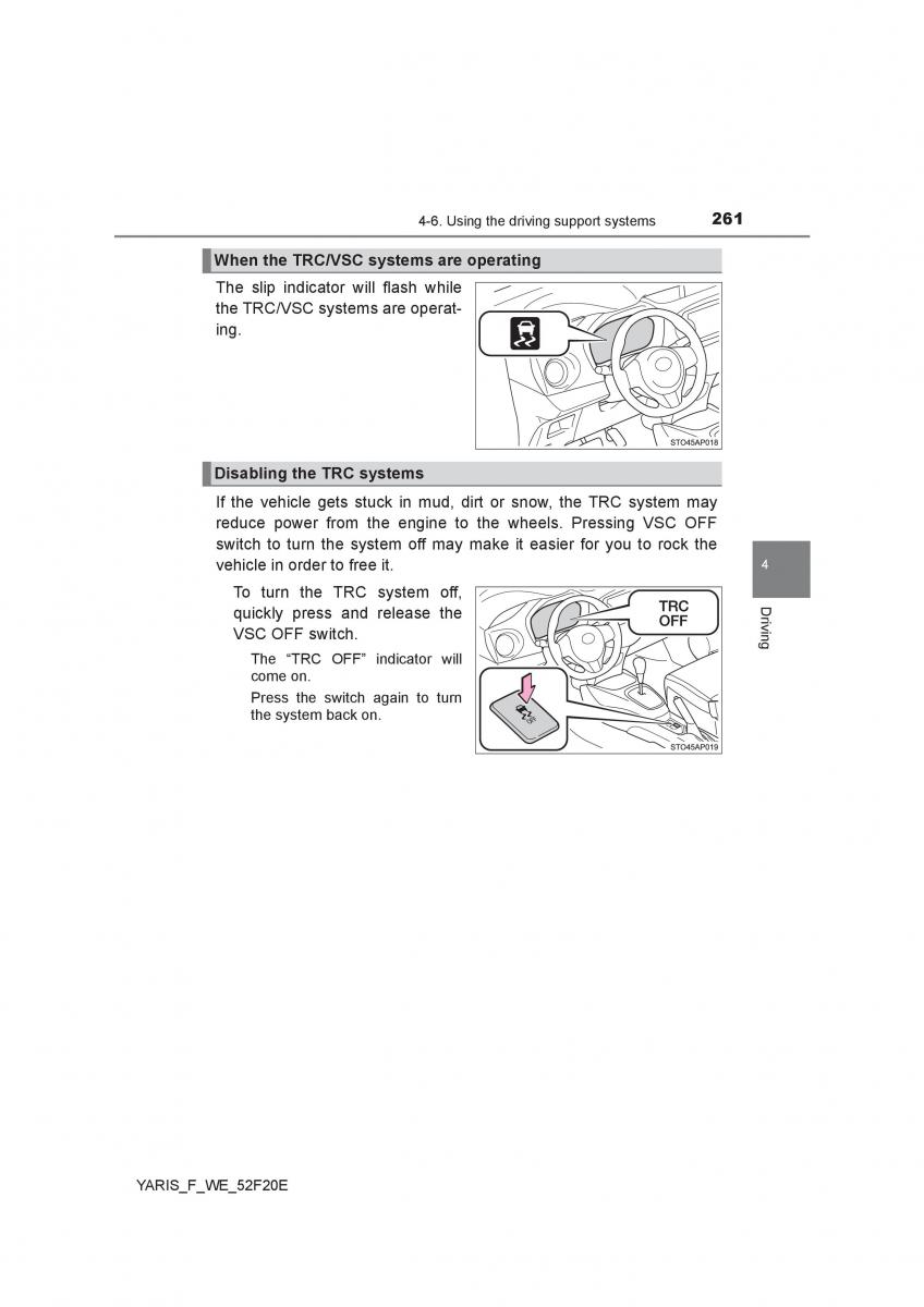 Toyota Yaris III 3 owners manual / page 261