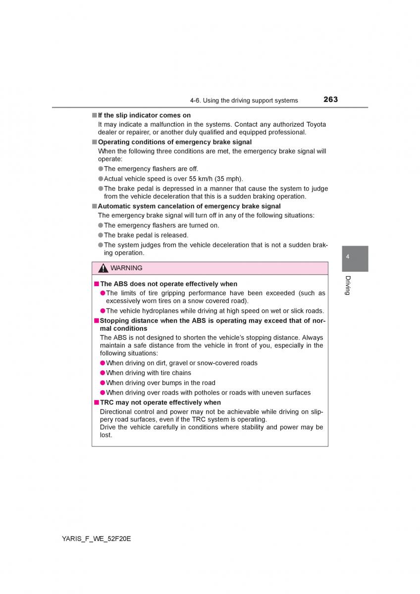 Toyota Yaris III 3 owners manual / page 263