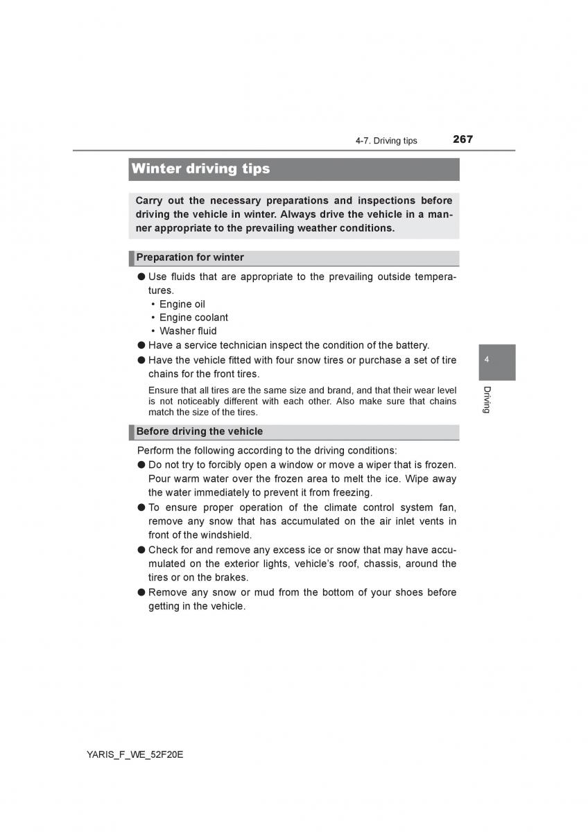 Toyota Yaris III 3 owners manual / page 267