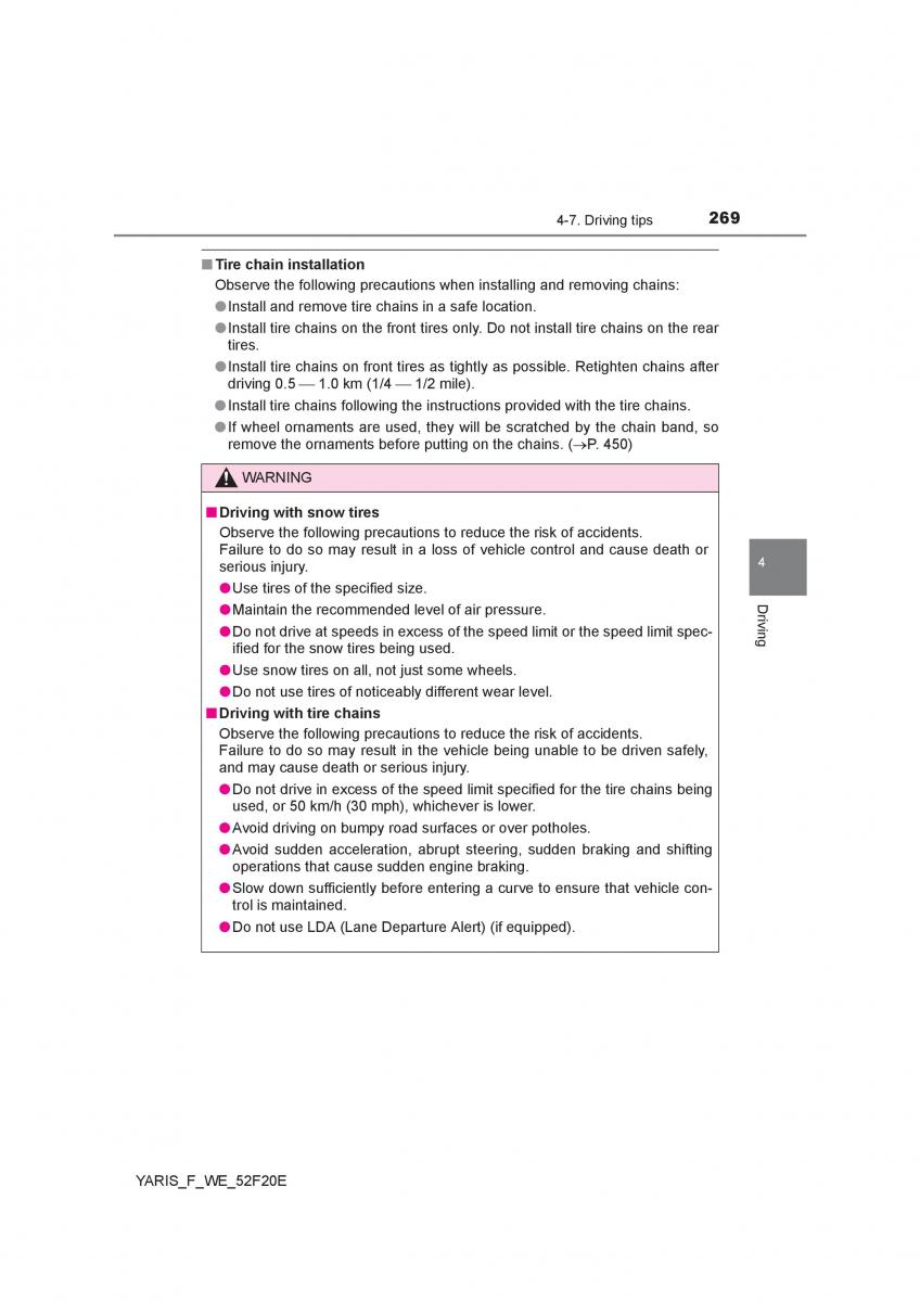 Toyota Yaris III 3 owners manual / page 269