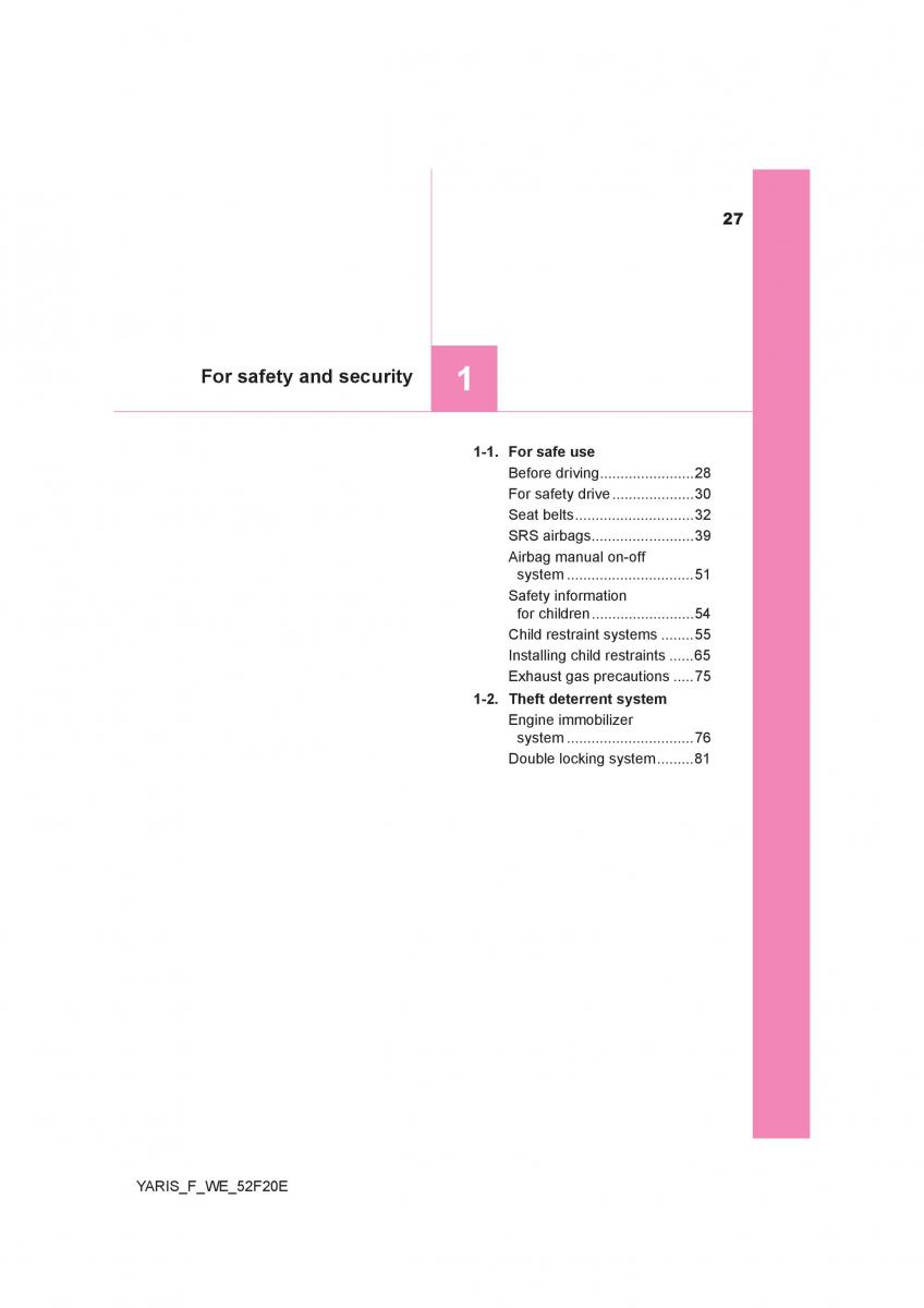 Toyota Yaris III 3 owners manual / page 27