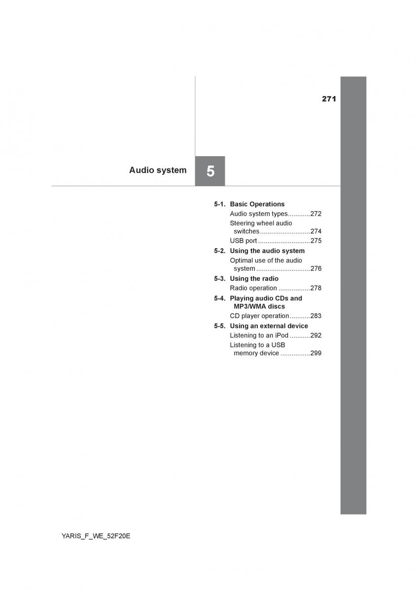 Toyota Yaris III 3 owners manual / page 271