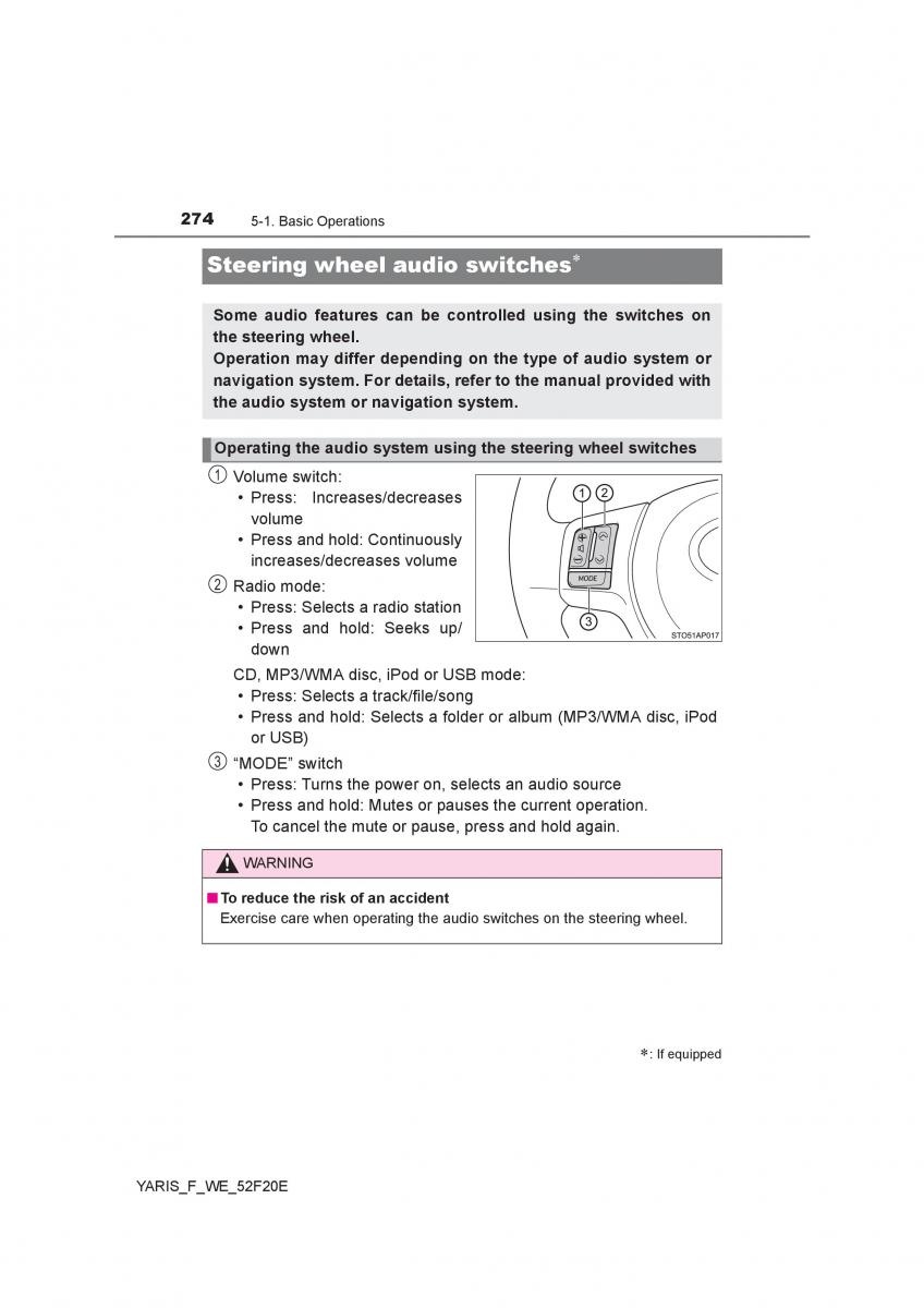 Toyota Yaris III 3 owners manual / page 274