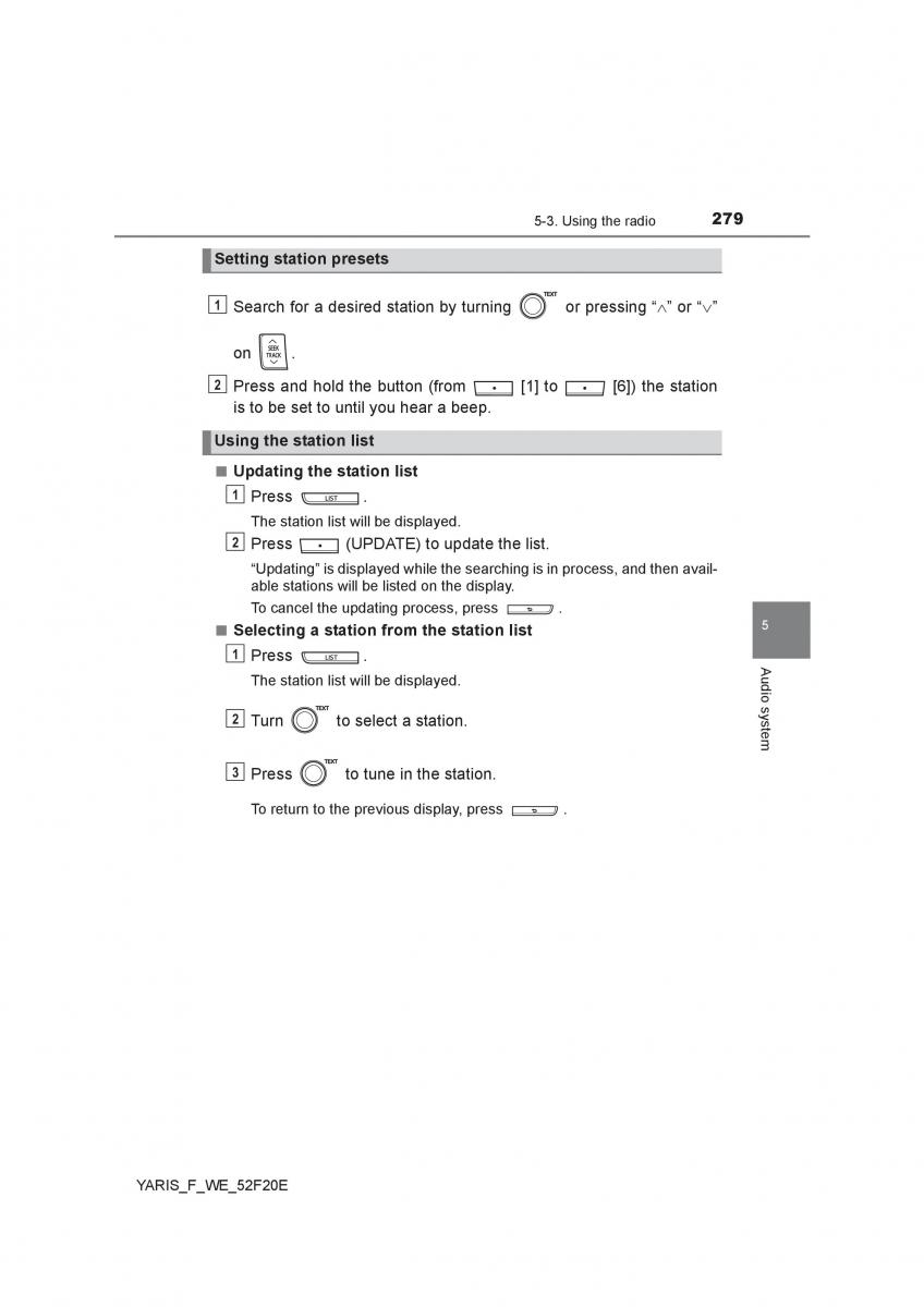 Toyota Yaris III 3 owners manual / page 279