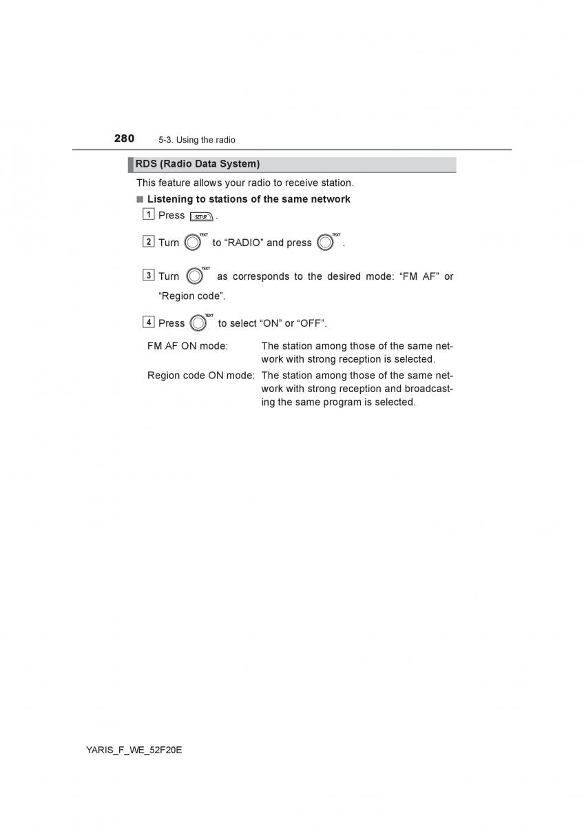 Toyota Yaris III 3 owners manual / page 280