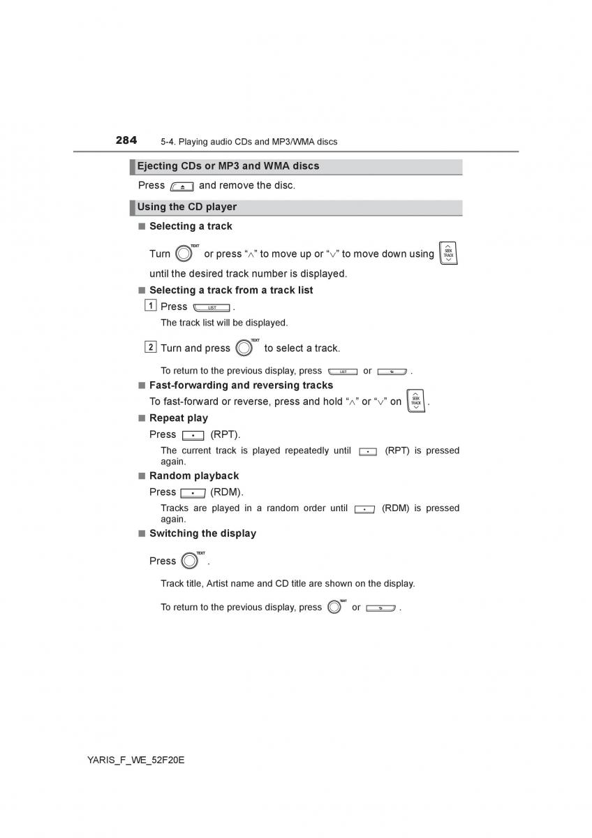 Toyota Yaris III 3 owners manual / page 284