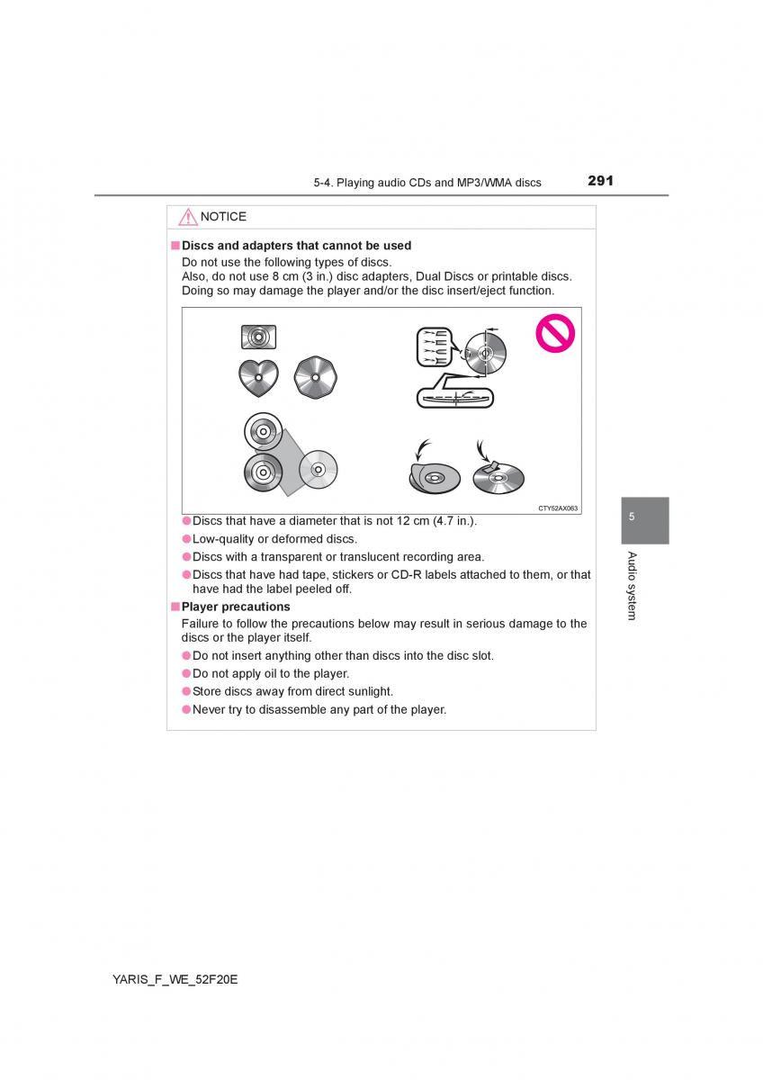 Toyota Yaris III 3 owners manual / page 291