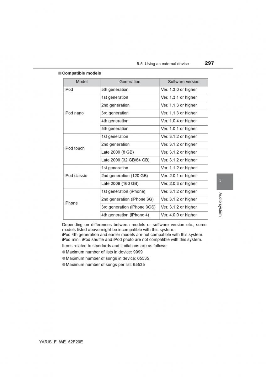 Toyota Yaris III 3 owners manual / page 297