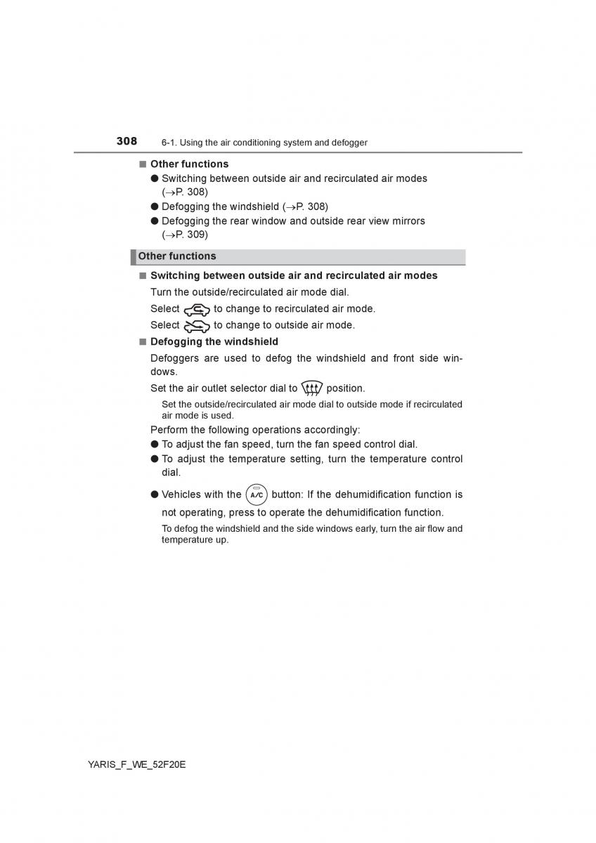 Toyota Yaris III 3 owners manual / page 308