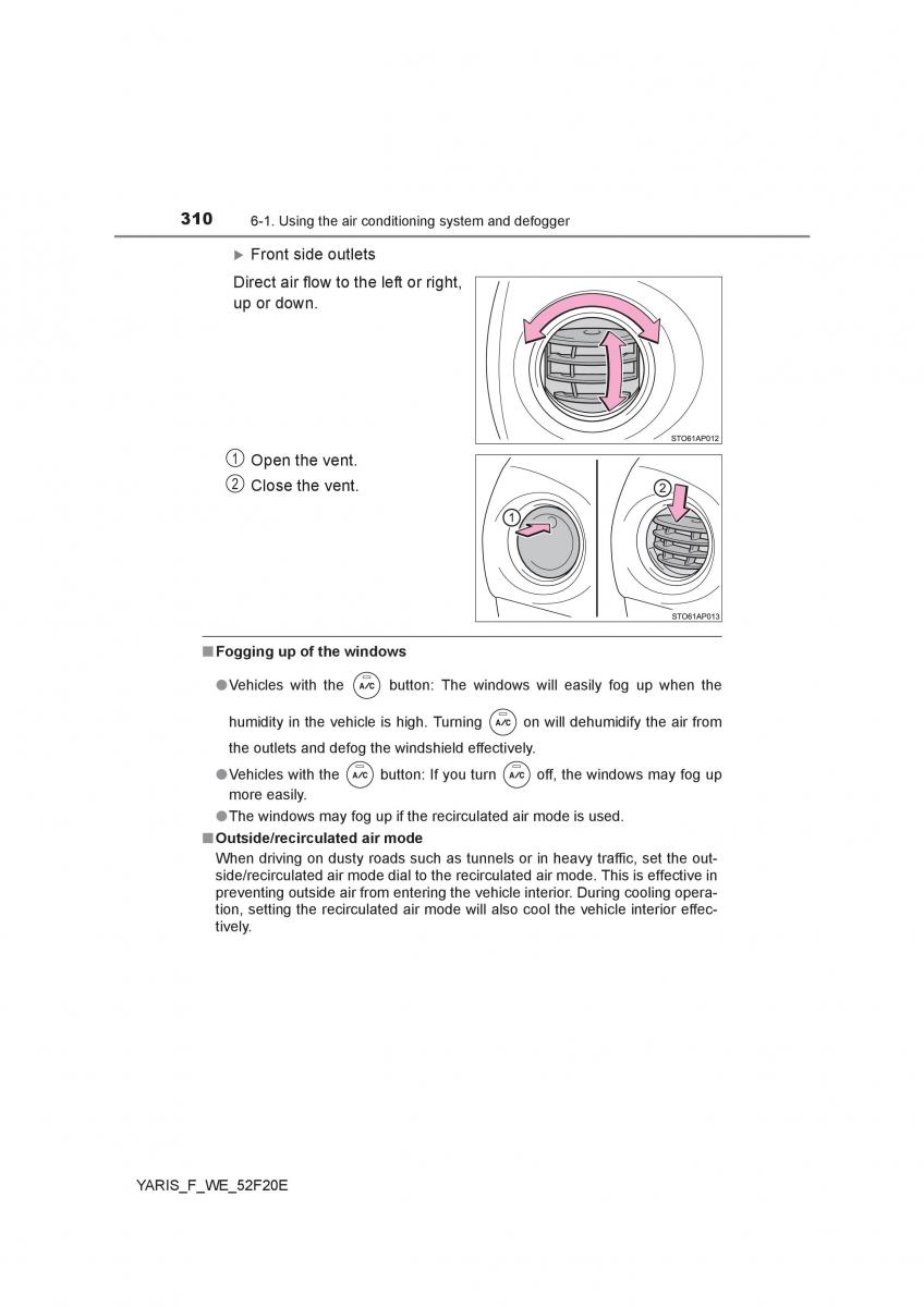 Toyota Yaris III 3 owners manual / page 310