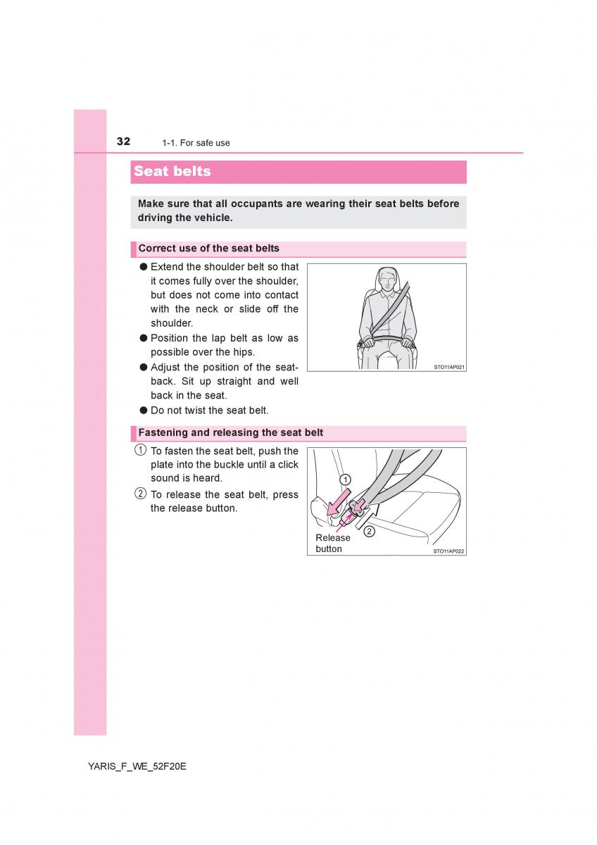 Toyota Yaris III 3 owners manual / page 32