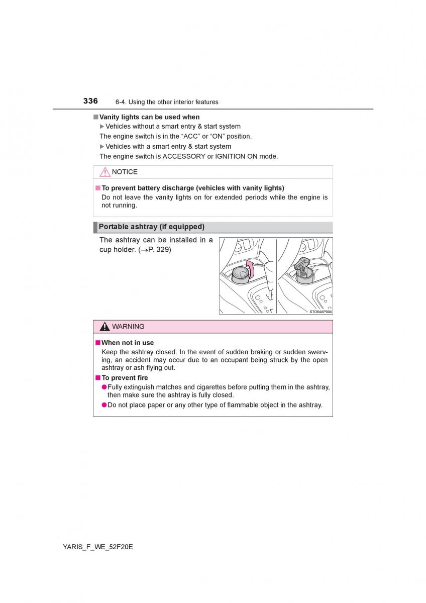 Toyota Yaris III 3 owners manual / page 336