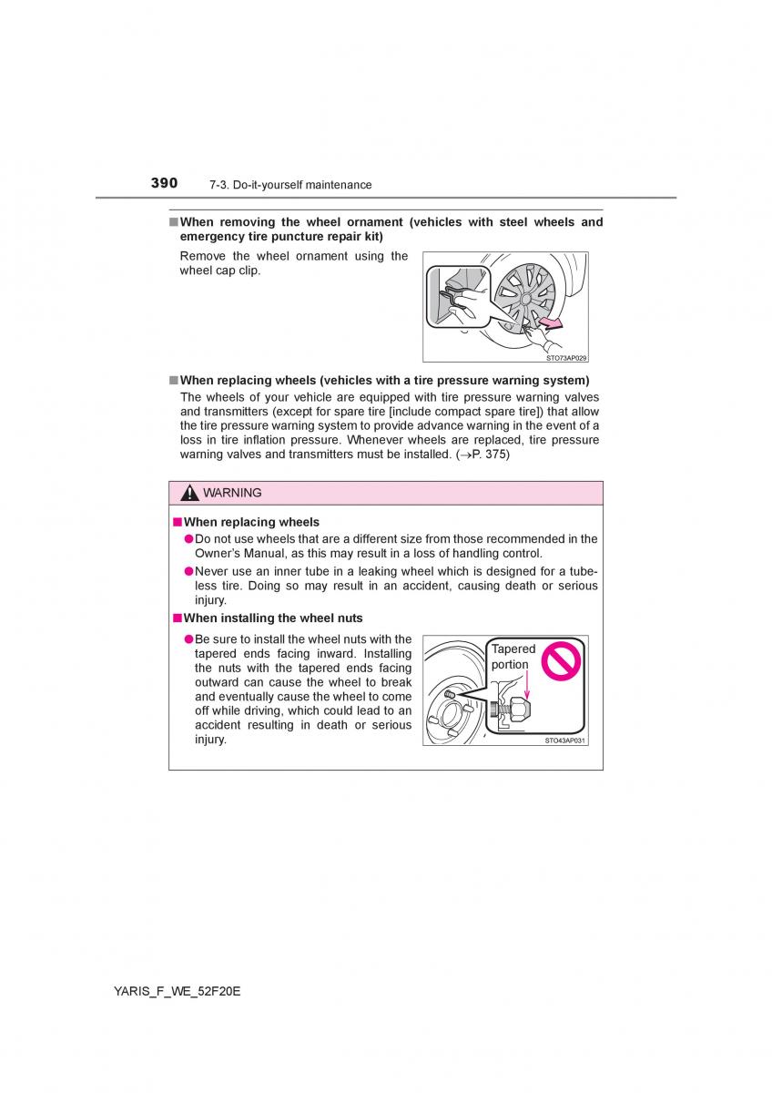 Toyota Yaris III 3 owners manual / page 390