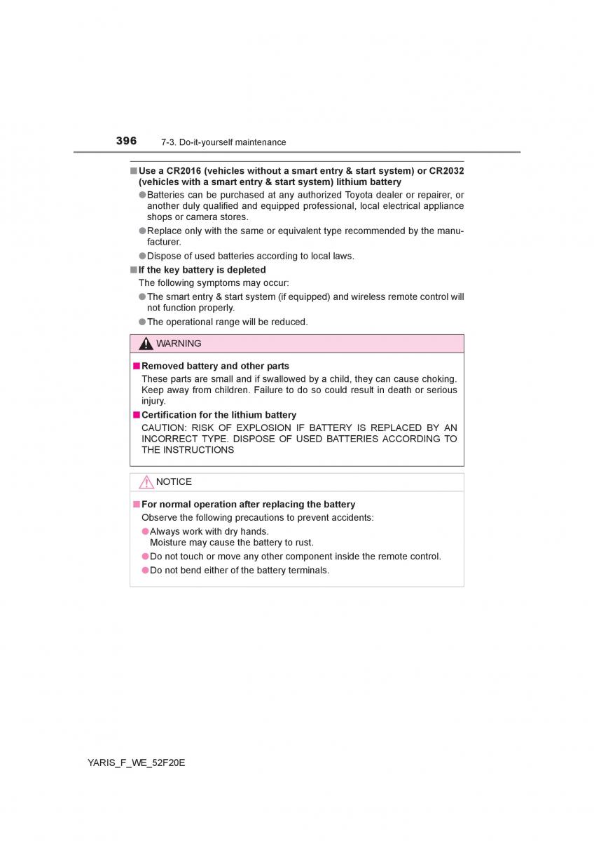 Toyota Yaris III 3 owners manual / page 396