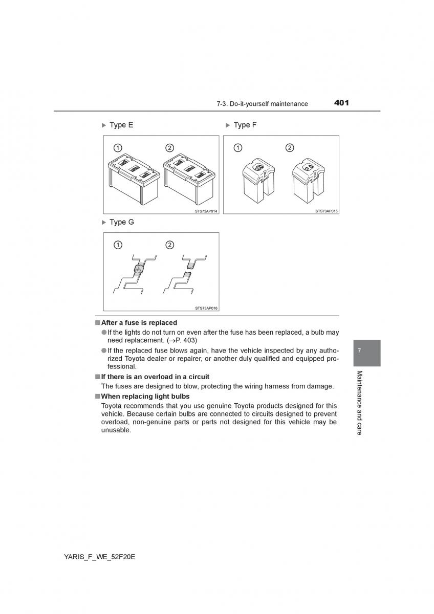 Toyota Yaris III 3 owners manual / page 401