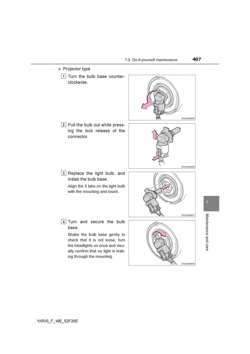 Toyota Yaris III 3 owners manual / page 407