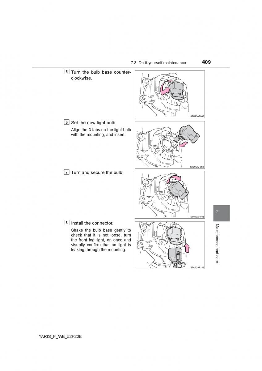 Toyota Yaris III 3 owners manual / page 409