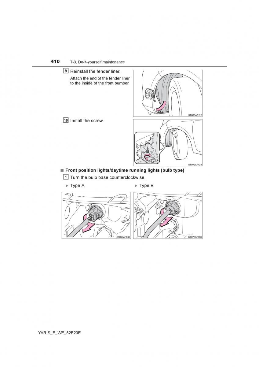 Toyota Yaris III 3 owners manual / page 410