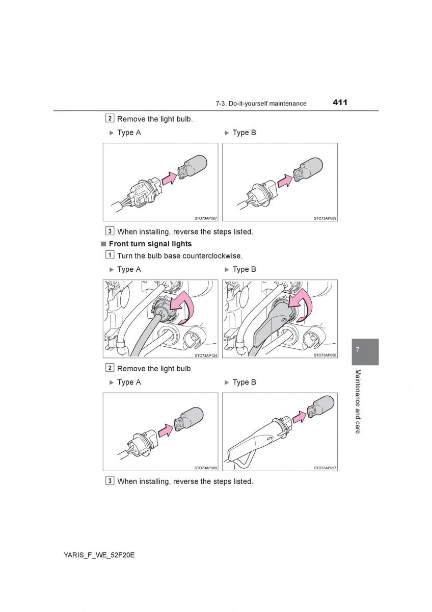 Toyota Yaris III 3 owners manual / page 411