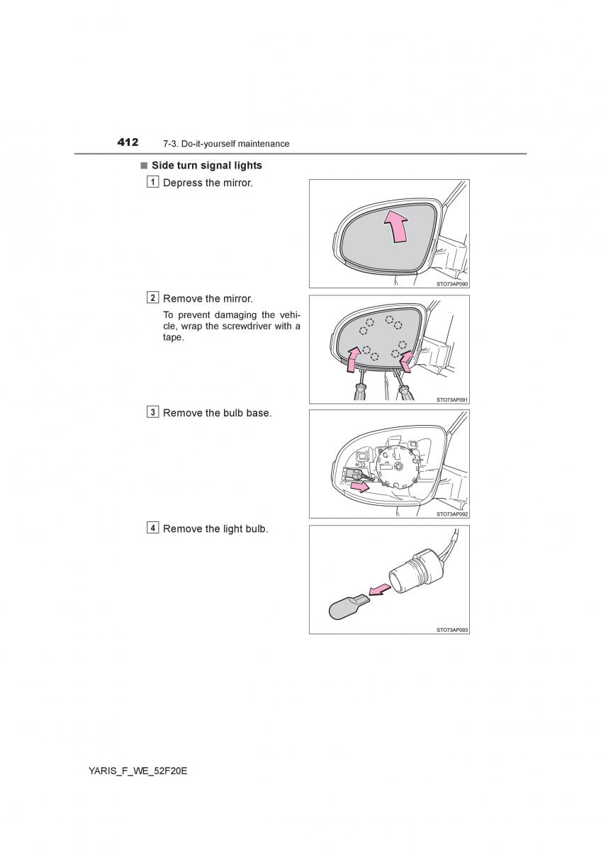 Toyota Yaris III 3 owners manual / page 412