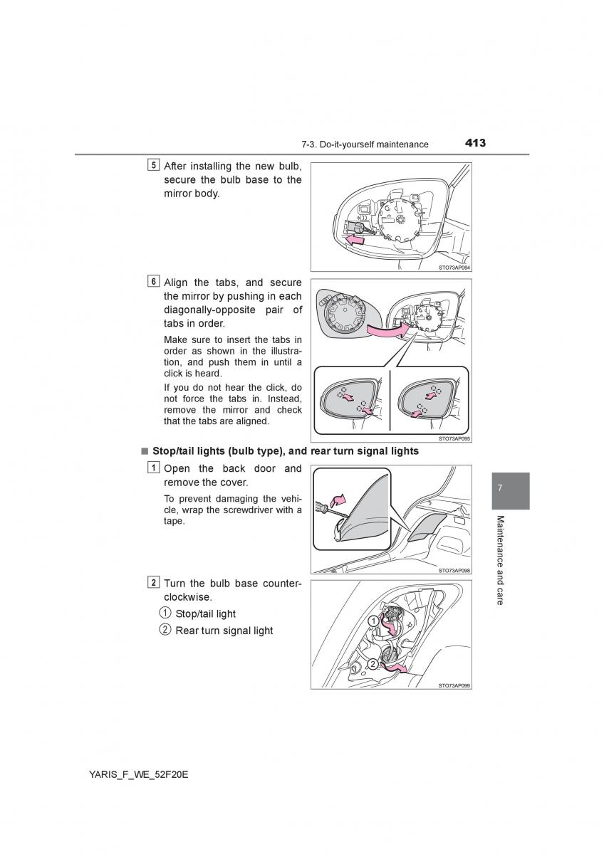 Toyota Yaris III 3 owners manual / page 413