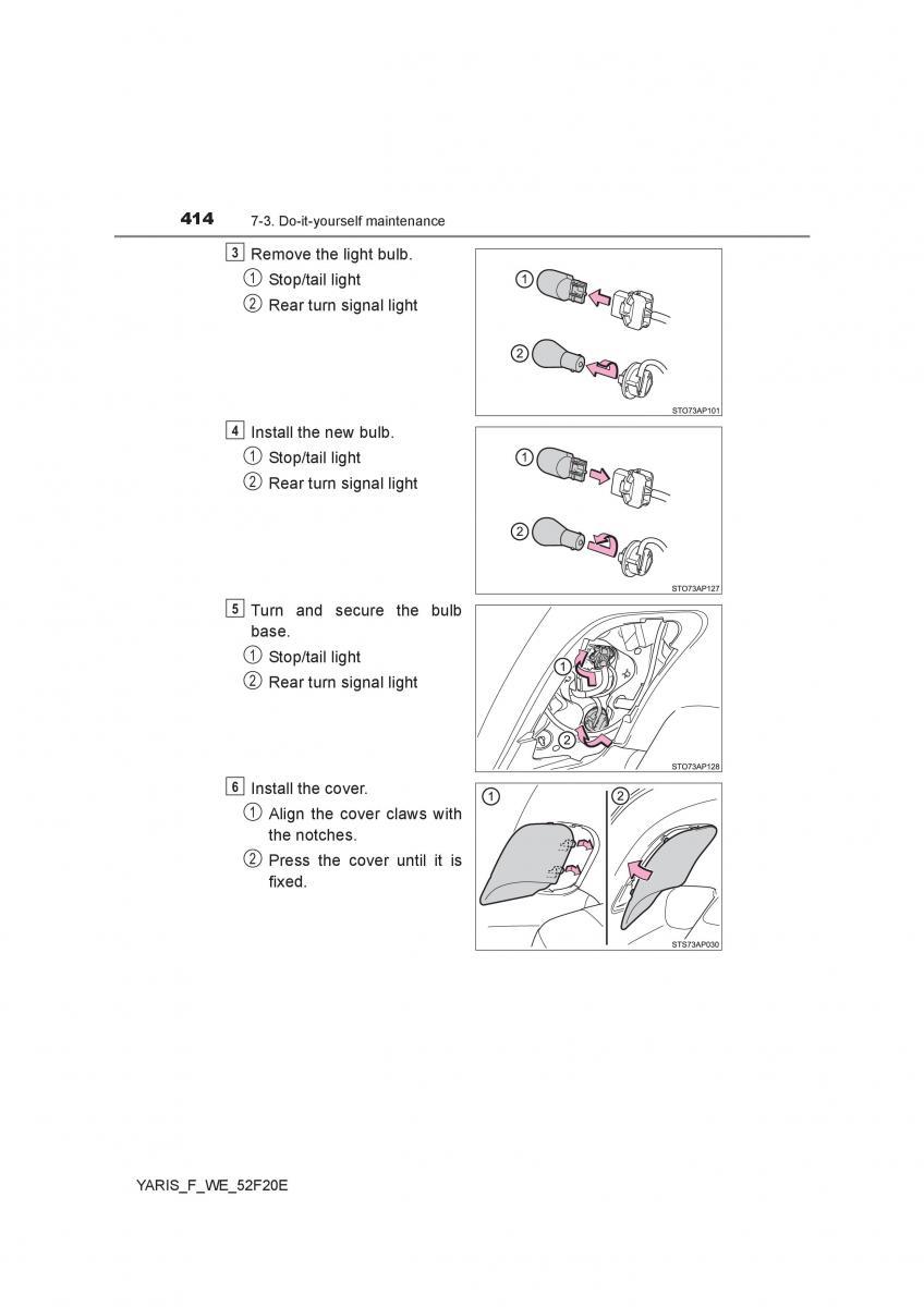 Toyota Yaris III 3 owners manual / page 414