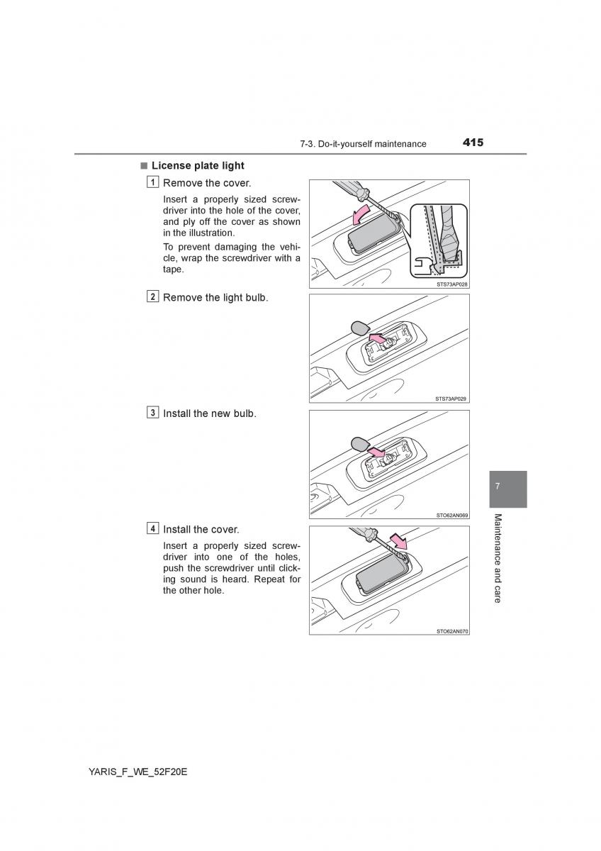 Toyota Yaris III 3 owners manual / page 415