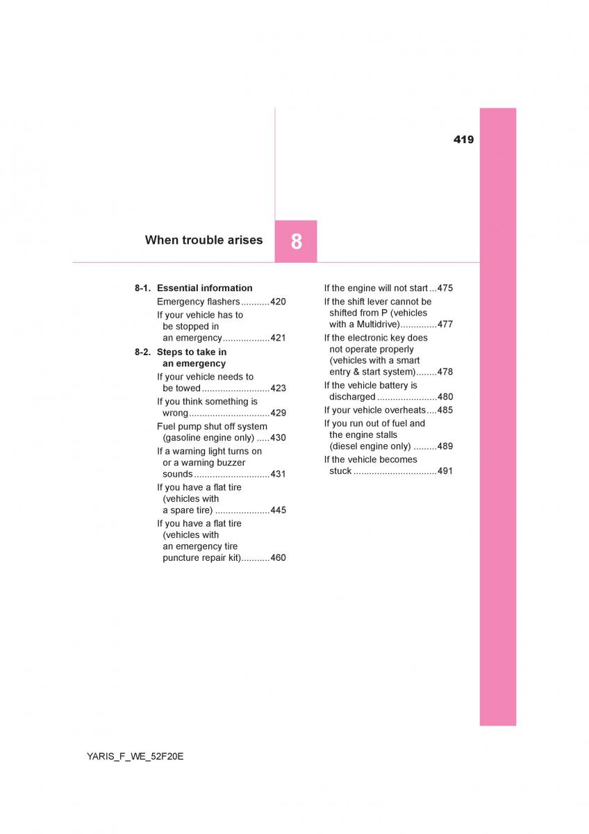 Toyota Yaris III 3 owners manual / page 419