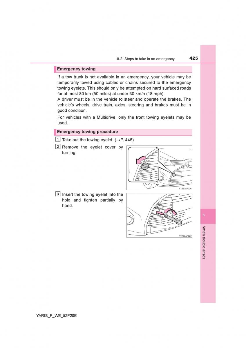 Toyota Yaris III 3 owners manual / page 425