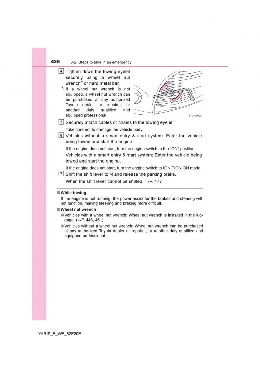 Toyota Yaris III 3 owners manual / page 426