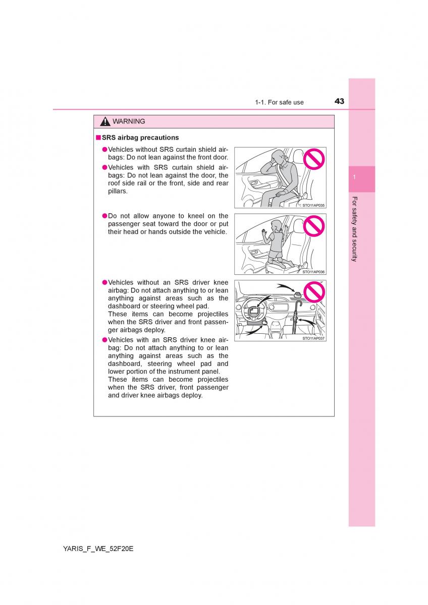 Toyota Yaris III 3 owners manual / page 43