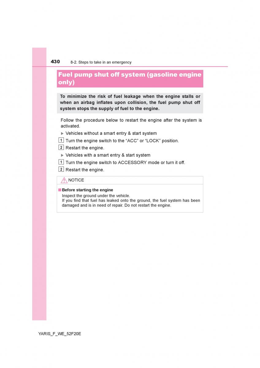 Toyota Yaris III 3 owners manual / page 430