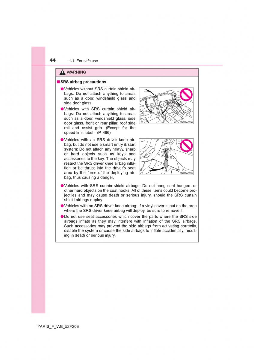 Toyota Yaris III 3 owners manual / page 44