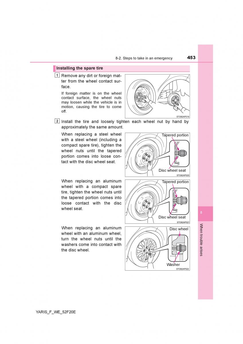 Toyota Yaris III 3 owners manual / page 453