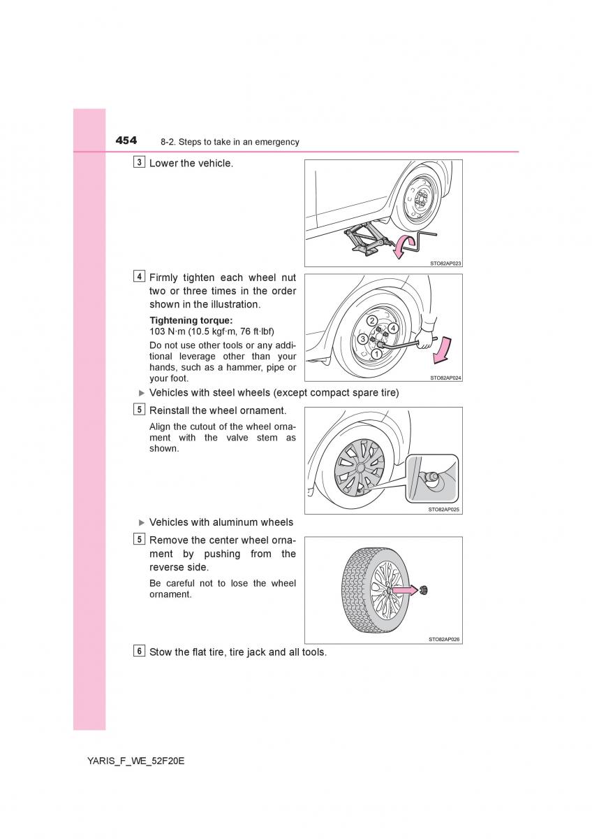 Toyota Yaris III 3 owners manual / page 454