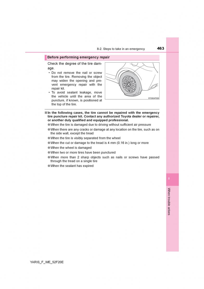 Toyota Yaris III 3 owners manual / page 463