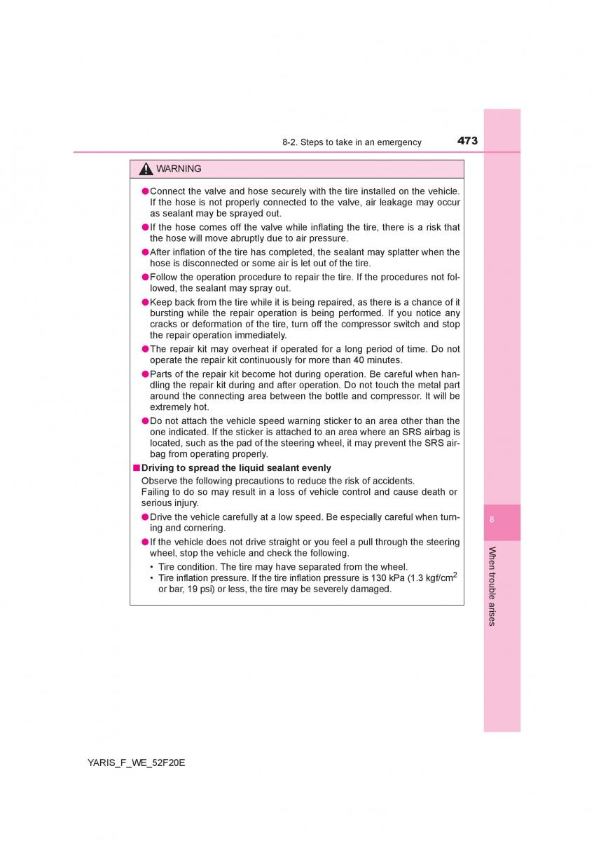 Toyota Yaris III 3 owners manual / page 473