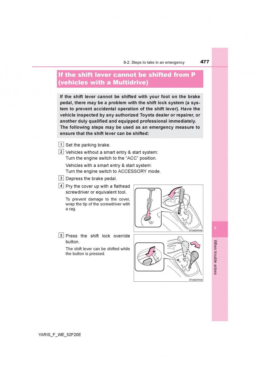 Toyota Yaris III 3 owners manual / page 477