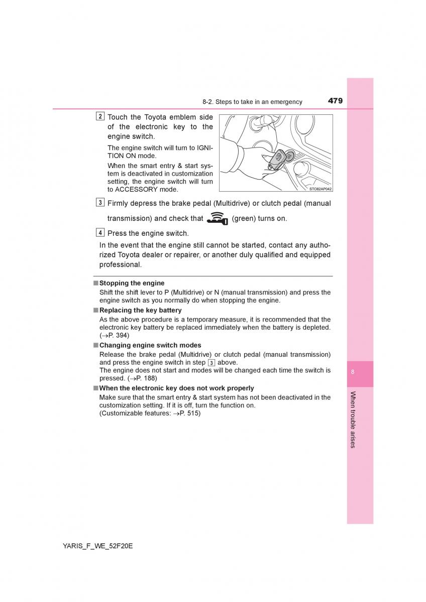 Toyota Yaris III 3 owners manual / page 479