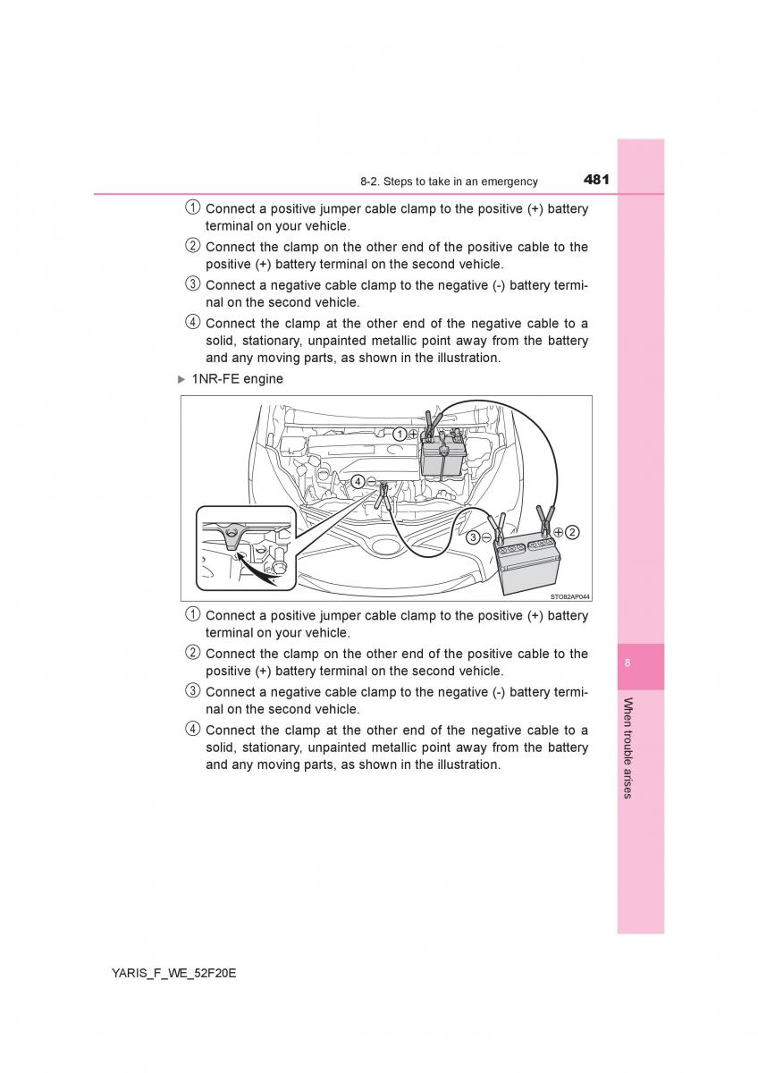 Toyota Yaris III 3 owners manual / page 481