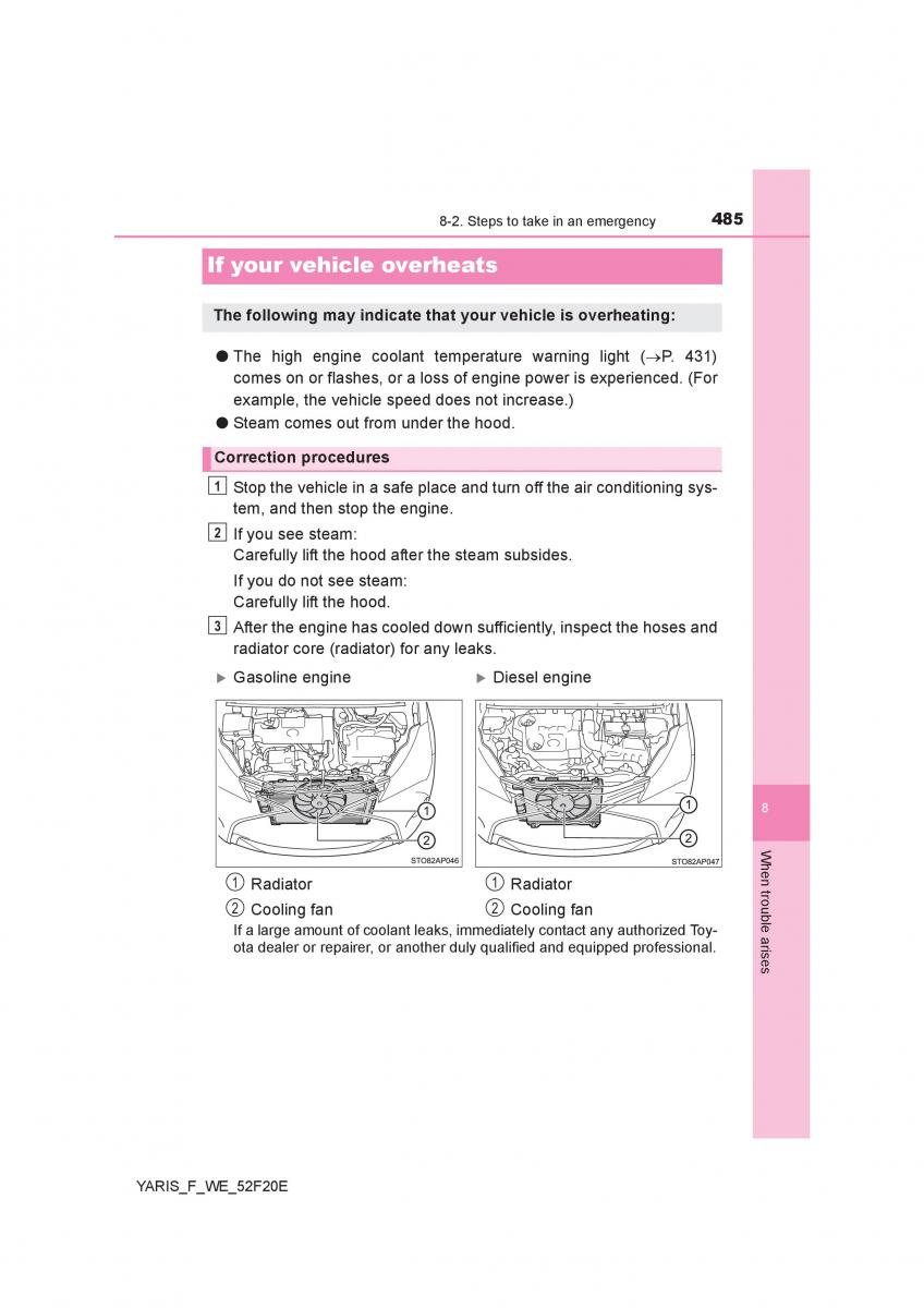 Toyota Yaris III 3 owners manual / page 485