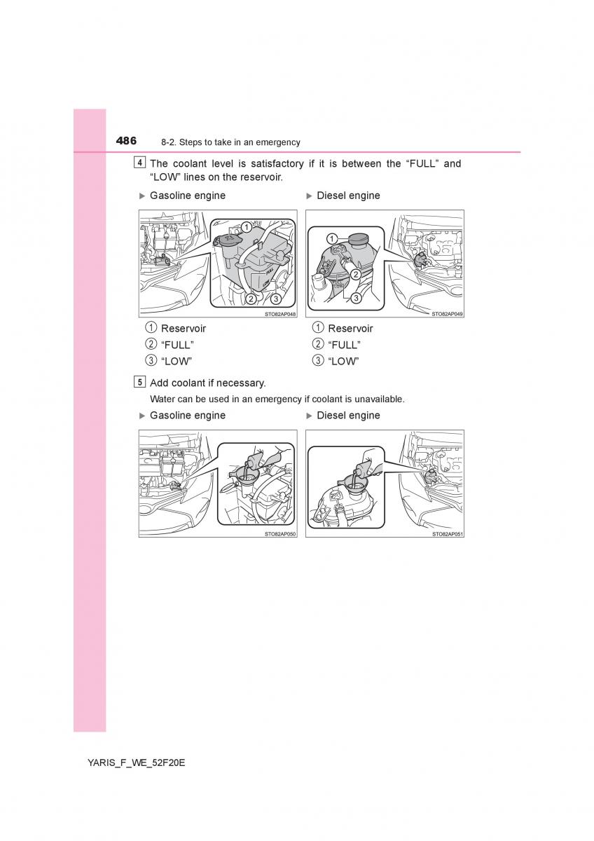 Toyota Yaris III 3 owners manual / page 486