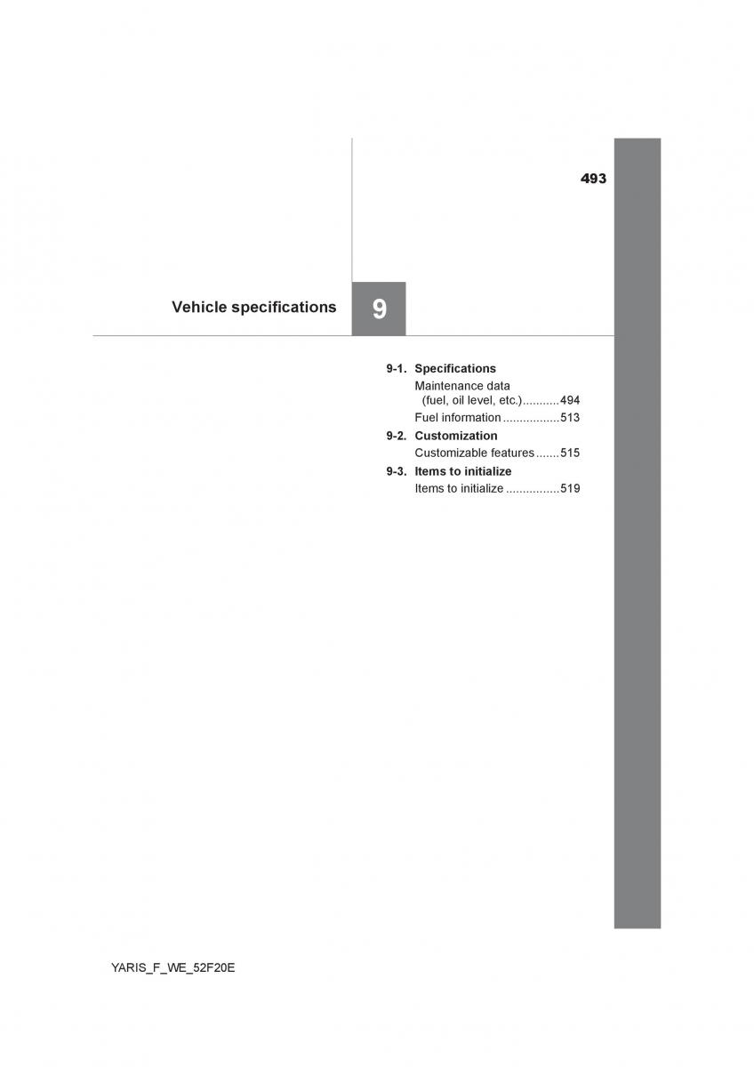 Toyota Yaris III 3 owners manual / page 493