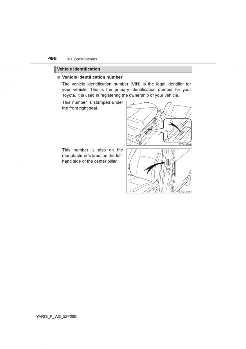 Toyota Yaris III 3 owners manual / page 496