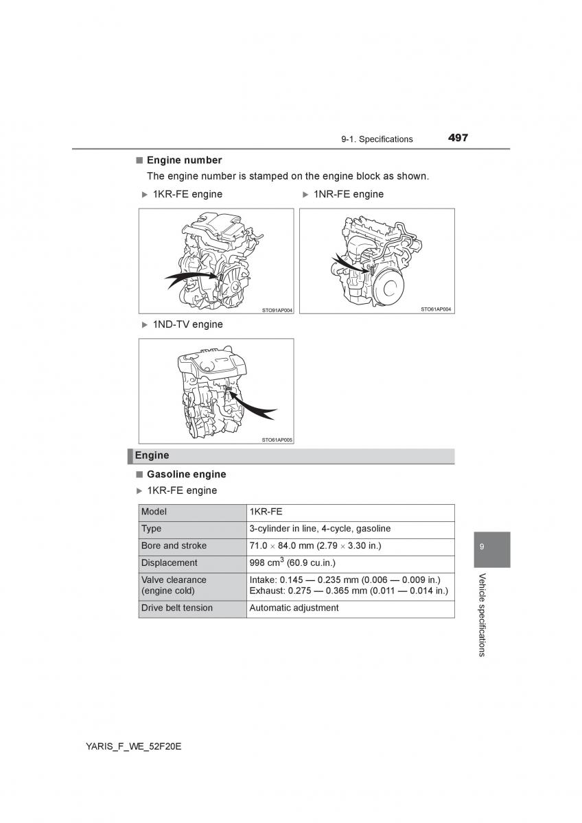 Toyota Yaris III 3 owners manual / page 497