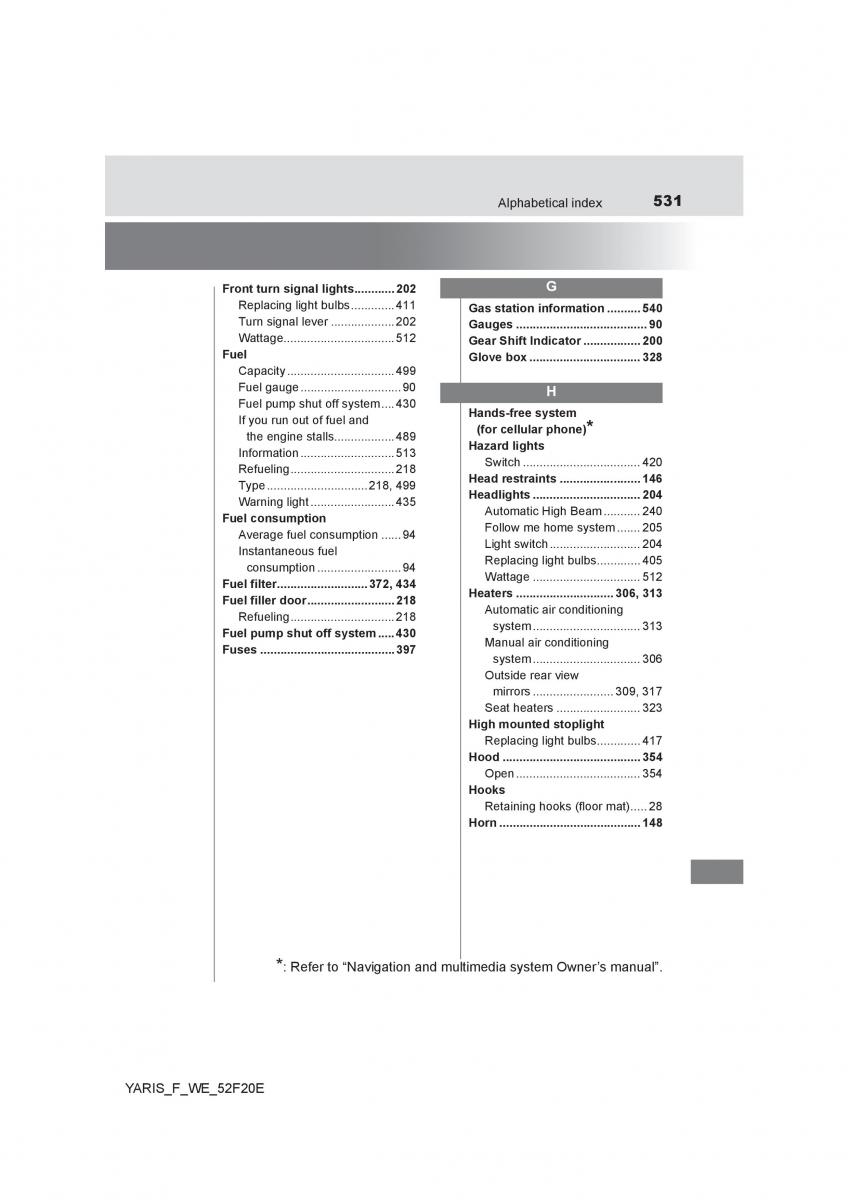 Toyota Yaris III 3 owners manual / page 531